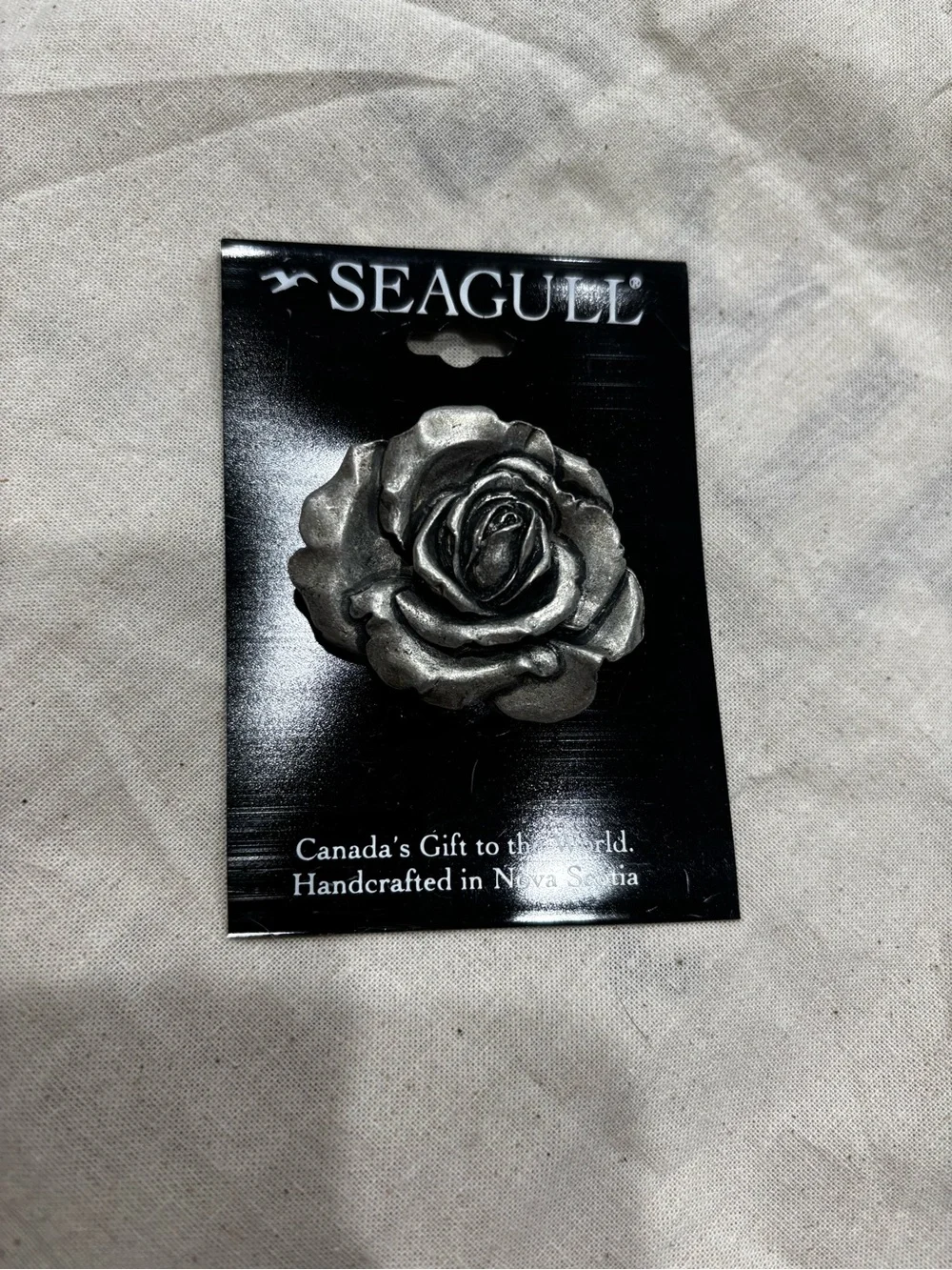 Seagull Pewter Rose Brooch Pin Handcrafted in Nova Scotia Canada Floral